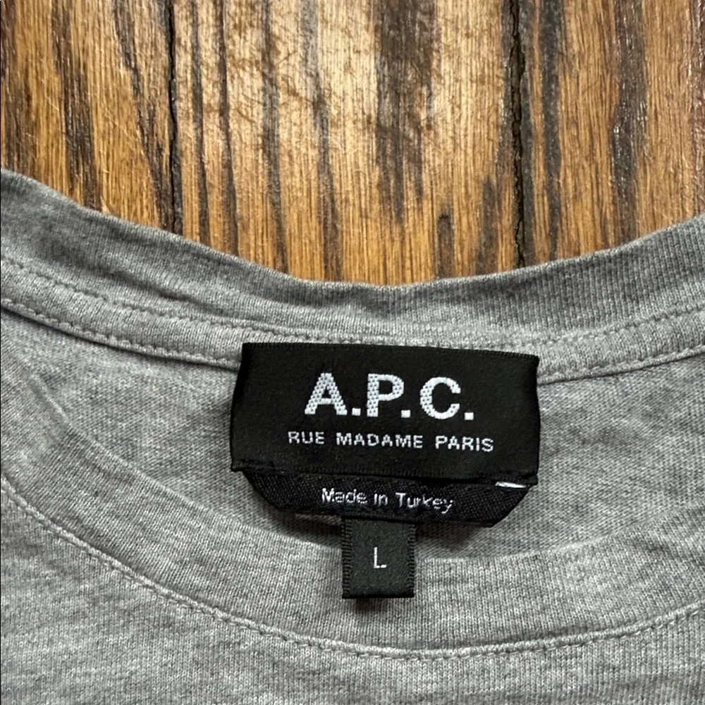 A.P.C. Light Gray Short Sleeve Tee - Picture 2 of 6